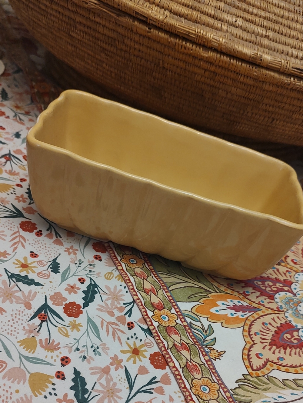 Vintage Hull Ceramic Yellow Rectangular Planter